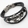 Woven leather bracelet handmade stainless steel, European style, punk style