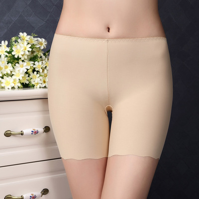 夏季防走光薄女保险裤冰丝无痕一片式五分打底裤保险平底裤批发