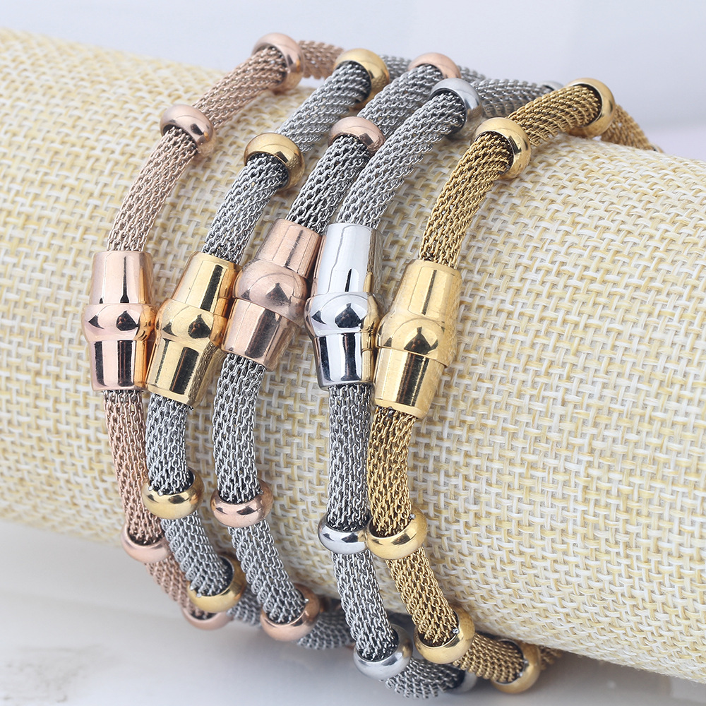 Plating Design Wholesale Basic Geometric Titanium Steel Plating Bracelets