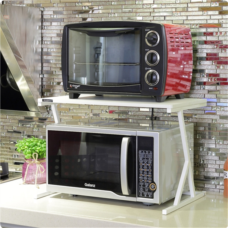 佳华铁艺微波炉置物架厨房收纳架两层烤箱架简约调料储物整理架