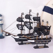 实木质地中海加勒比海盗船30公分帆船模型工艺品摆件礼品家居装饰