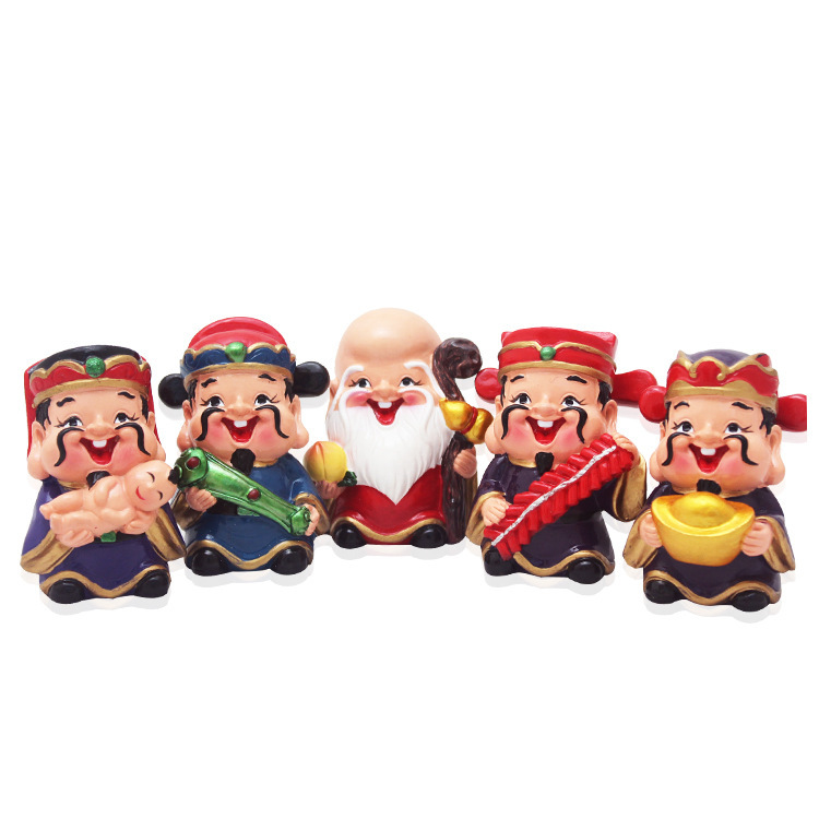 五福财神五路财神汽车内饰品q版公仔福禄寿喜财创意家居饰品工艺|ms