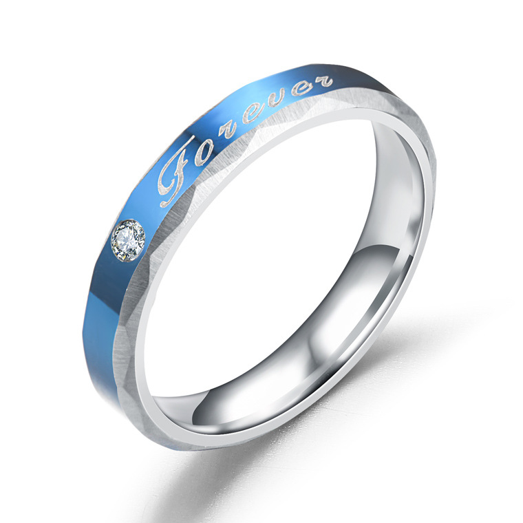 Grohandel Edelstahl blauer Diamant Paar Ring Nihaojewelrypicture2