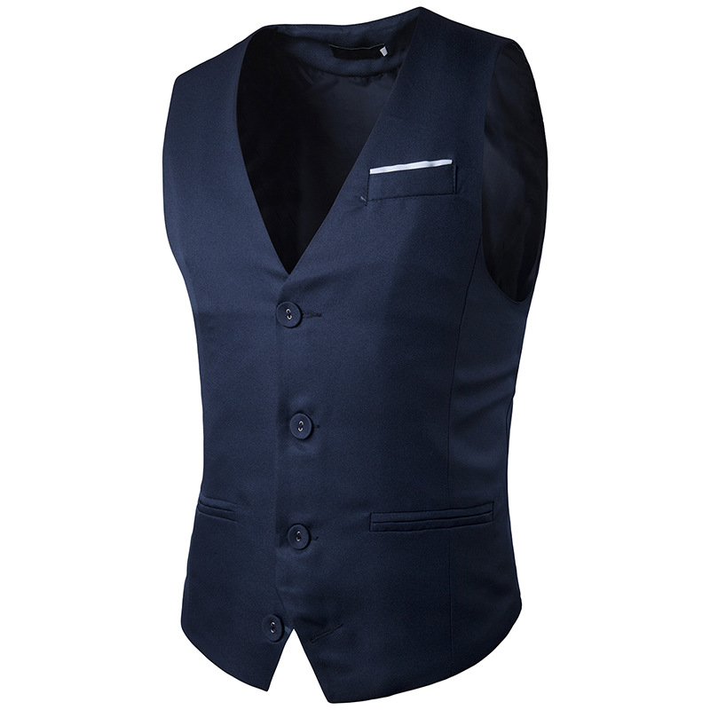 Sumitong men's spring and autumn new men's pocket stitching single row three button suit vest men's business vest