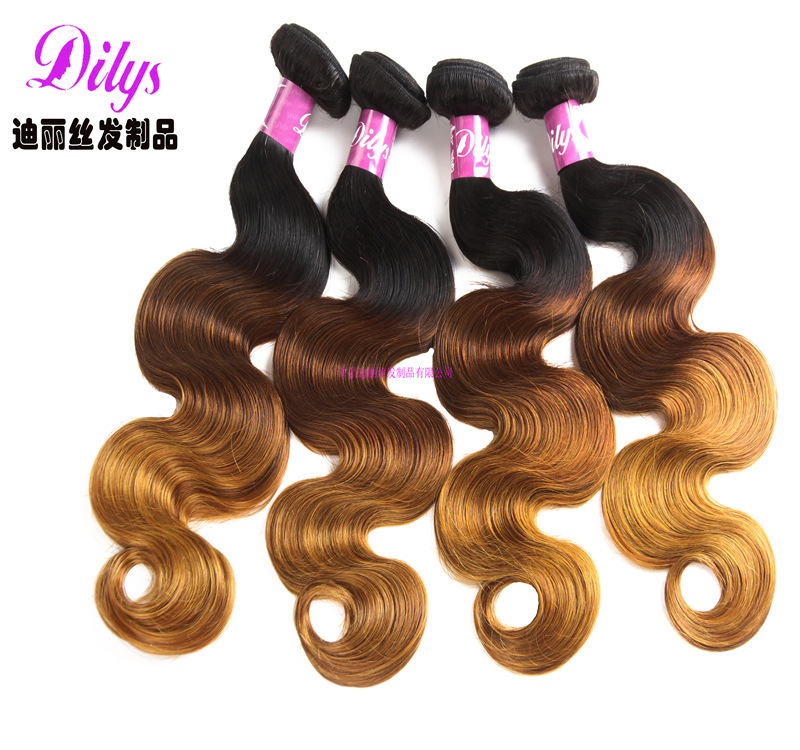 Gradient T1B/4/27 Three-color hair manufacturers wholesale Europe and the United States a generation of real hair wig hair curtain