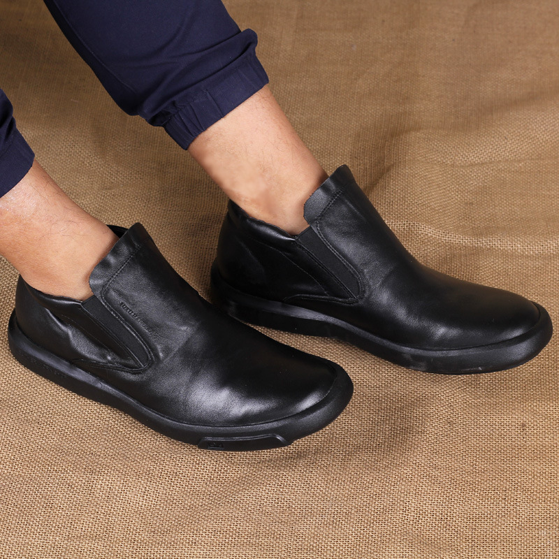 素一人家休闲高帮鞋男真皮圆头牛皮男鞋手工短靴大码英伦黑色皮鞋