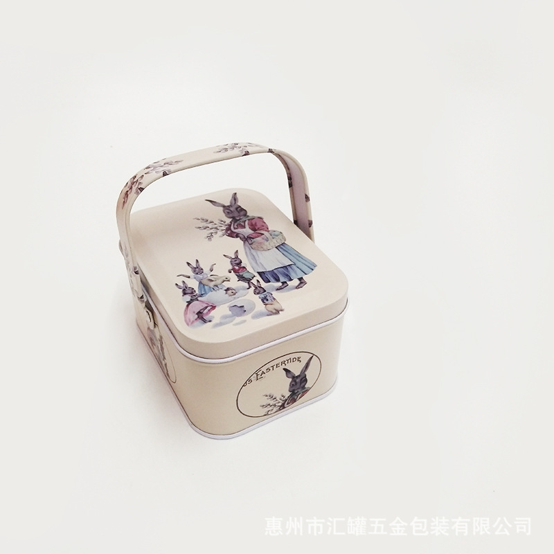 厂家直销长方形糖果罐手提小铁盒婚礼糖果铁盒饼干牛轧糖包装铁盒