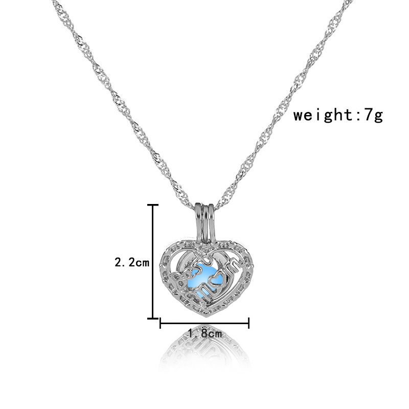 Hot Selling  Luminous Hollow Mom Letter Peach Heart Pendant Diy Necklace display picture 1