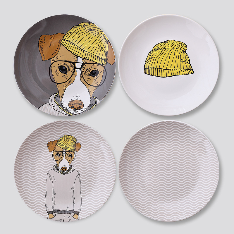 Perro de dibujos animados nórdico simple pared decoración pintura placa de cerámica placa colgante pared colgante decoración de la pared