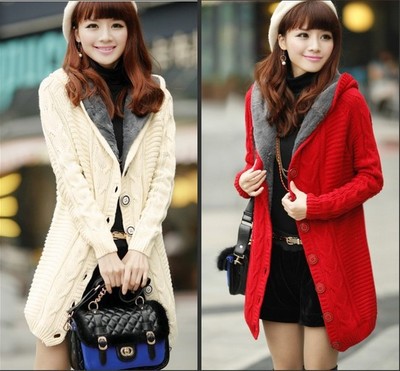 knitting Sweater Autumn and winter new pattern Plush thickening Twist Sweater women Easy Large Cardigan keep warm coat