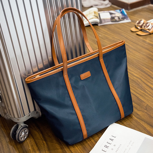 相印皮具*单肩包女2024新款韩版百搭牛津布尼龙学生大包包购物袋