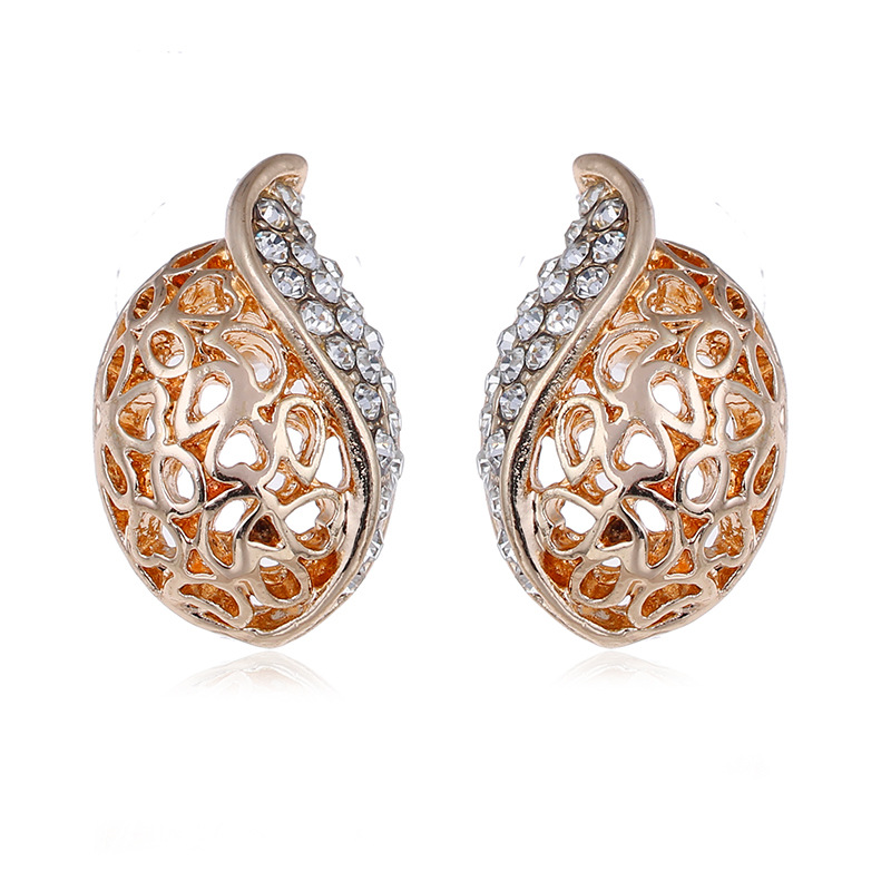 跨境义乌购 小饰品批发 OL风格爱心镂空情人相思叶耳钉耳饰089