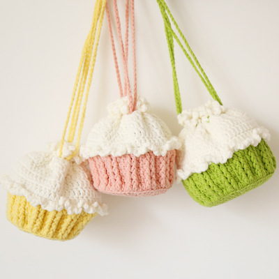 布袋香語原創針織零錢包 蛋糕束口袋 小清新文藝迷妳小口袋