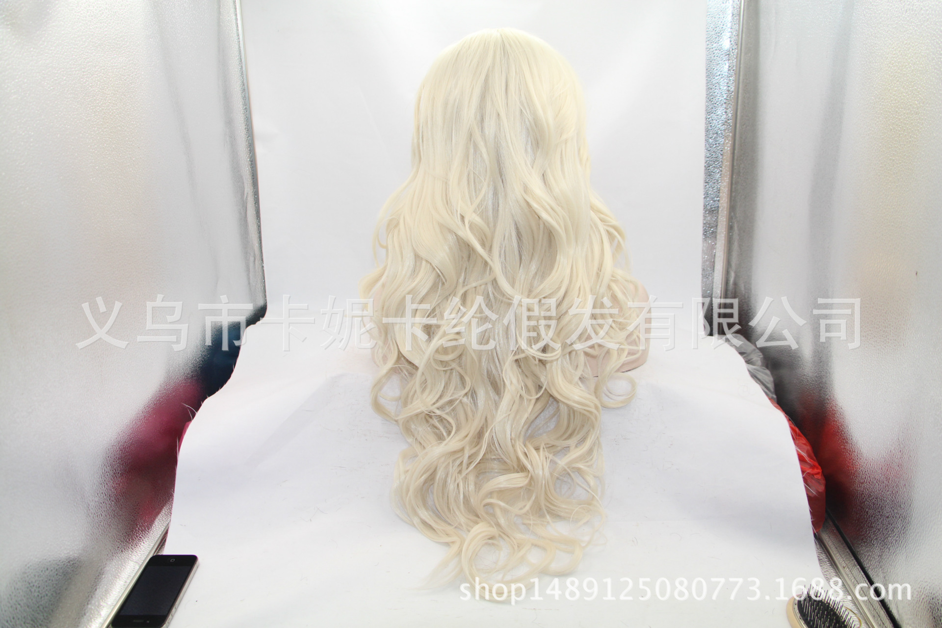 Nueva peluca de encaje dorado sólido realista cabello largo ondulado