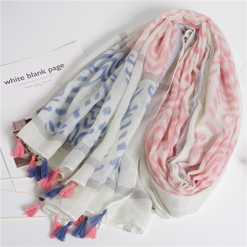 Women's Ripple Printing Pattern Sunscreen Towel Cotton And Linen Fringed Silk Scarf Beach Shawl For Women display picture 32