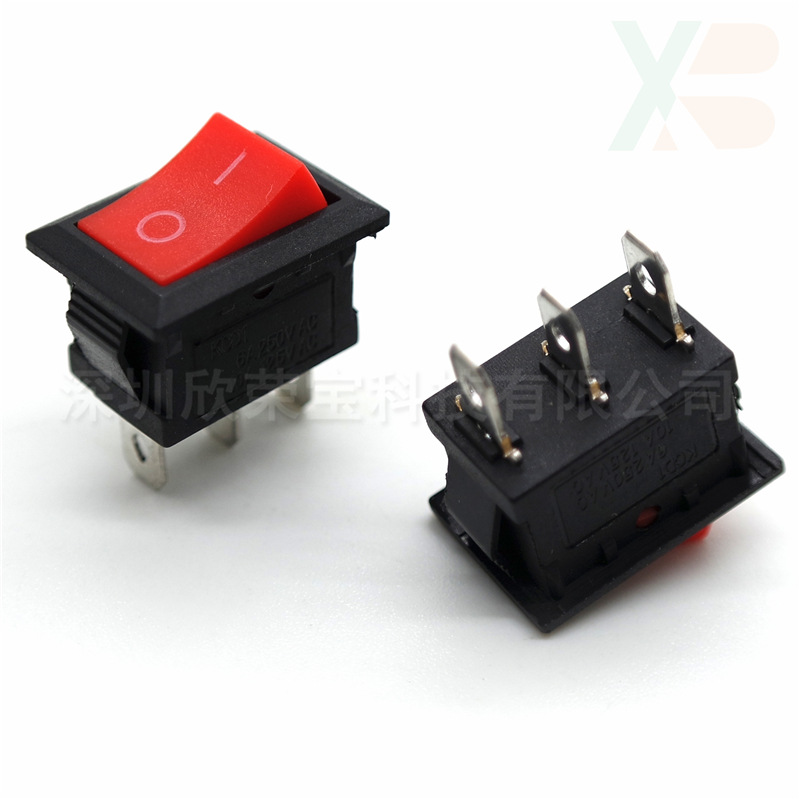 船型开关KCD1二档三脚红盖电源控制开关15*21mm一开一关电源开关