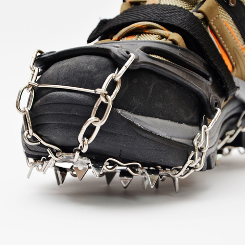 Outdoor reinforced mountaineering anti-slip claw snow shoe cover 19 teeth stainless steel ice grip rock climbing hiking anti-slip shoe chain