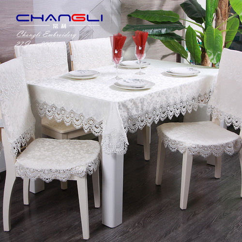 European-style fabric tablecloth lace edge dining table cloth white tea table cloth floral round tablecloth nightstand cover wholesale