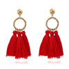 Retro red metal earrings with tassels