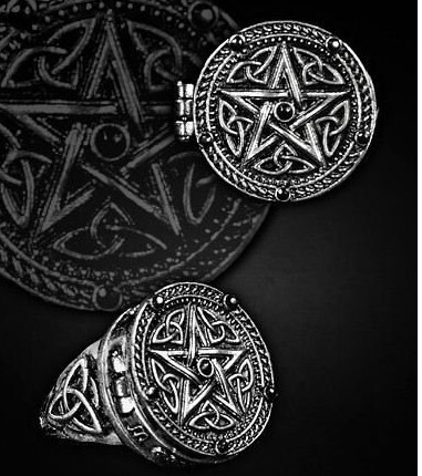 GOTHIC饰品 欧美新款英伦哥特朋克蒸汽 五星磁铁宝盒黑色宝石 古银色戒指   图 4