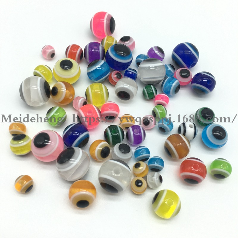 6MM-12mm colored striped resin beads cat's eye large hole cylindrical animal eye beads DIY jewelry accessories detail image 5