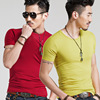 Summer colored short sleeve T-shirt for leisure, V-neckline, with short sleeve