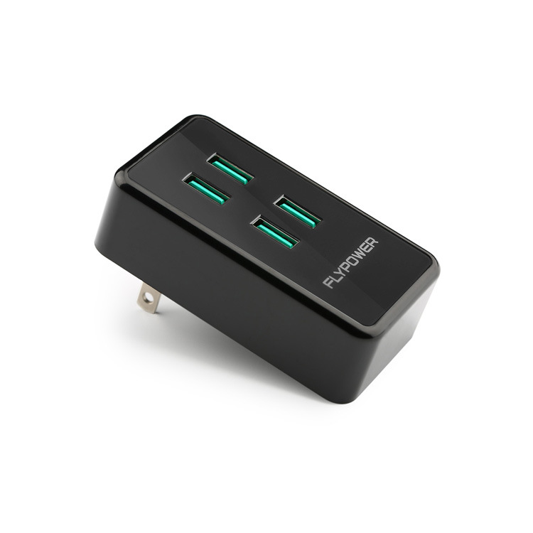 插墙式黑色四口充USB(斜面)