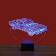厂家直销批发 汽车 七彩3D小夜灯 USB接口创意视觉灯触摸艺术灯
