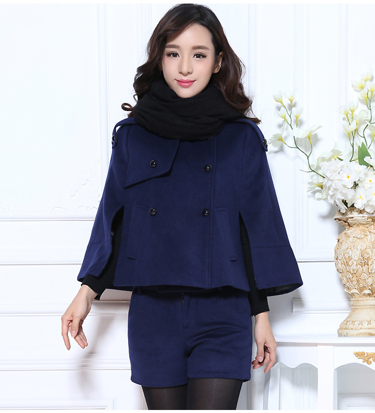 Autumn and winter Star of the same paragraph Red cloak Double-breasted Easy thickening woolen overcoat coat Manufactor Direct selling