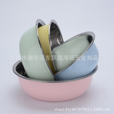 不锈钢盆 炫彩多用盆调味斗促销礼品套装盆批发不锈钢彩色盆