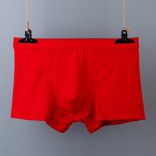 Autumn and winter cotton men's underwear, loose and breathable boxer briefs for fat guys, plus size, mid-waist, red zodiac year boxer briefs