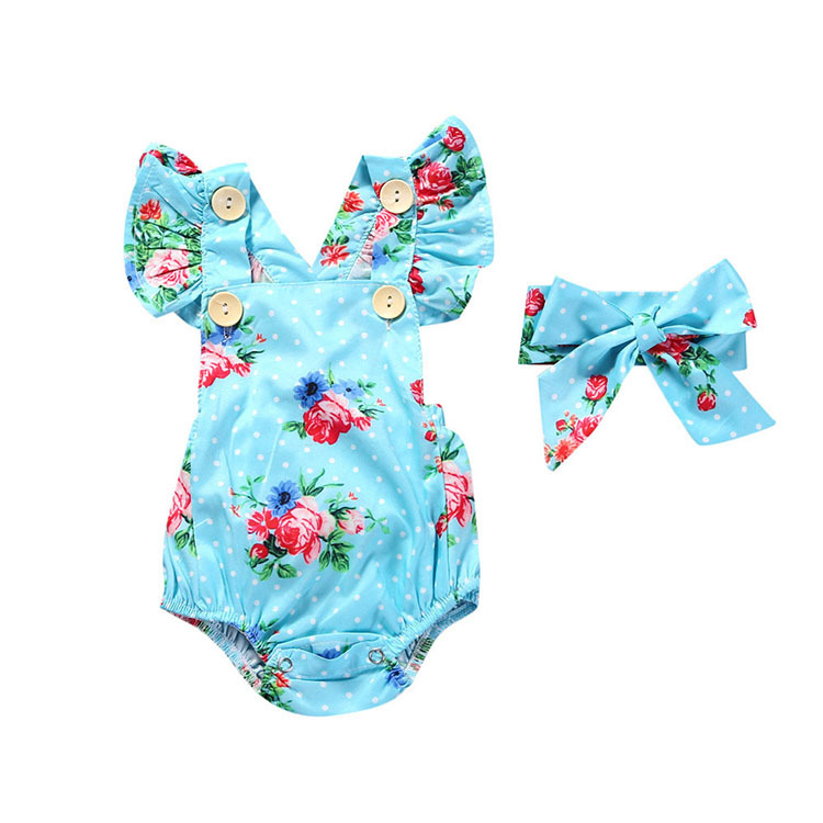 Children's Clothing INS 1-3 year Old Baby One-piece Romper Flower