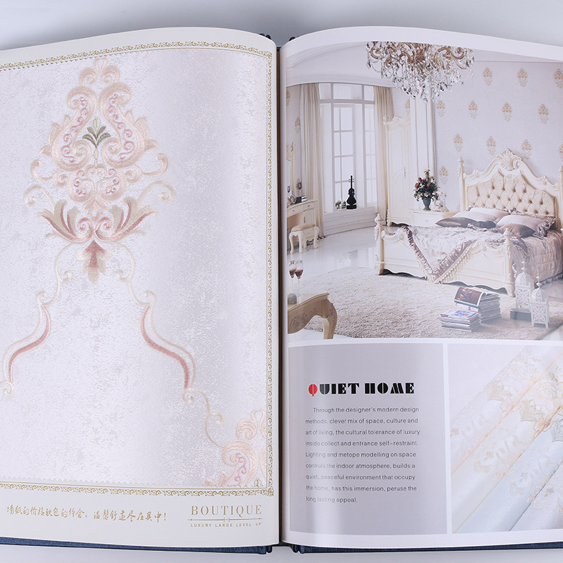 厂家供应 欧式简约墙布 刺绣墙布 无缝墙布样本册 支持满返