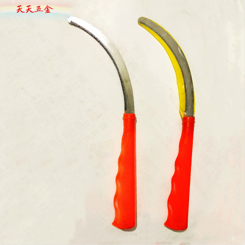 野粟牌全钢长柄塑柄锯齿镰刀 禾刀 割草镰刀