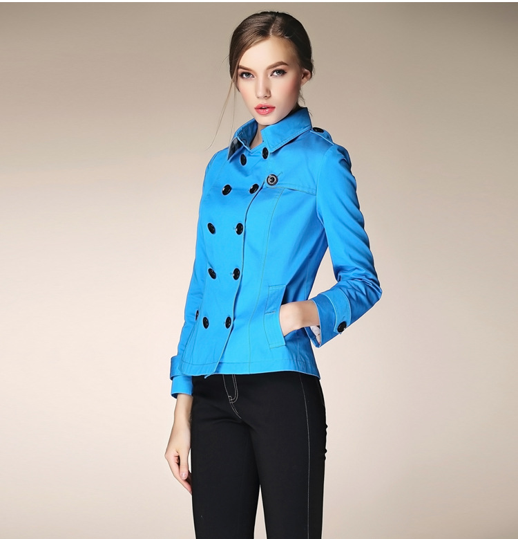 Europe and America Autumn new pattern Lapel Double-breasted have cash less than that is registered in the accounts Windbreaker coat pure cotton Foreign trade High-end Women's wear On behalf of