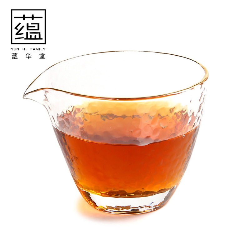 高硼硅日式锤目纹玻璃公道杯 加厚耐热高温茶海 功夫茶具泡茶器