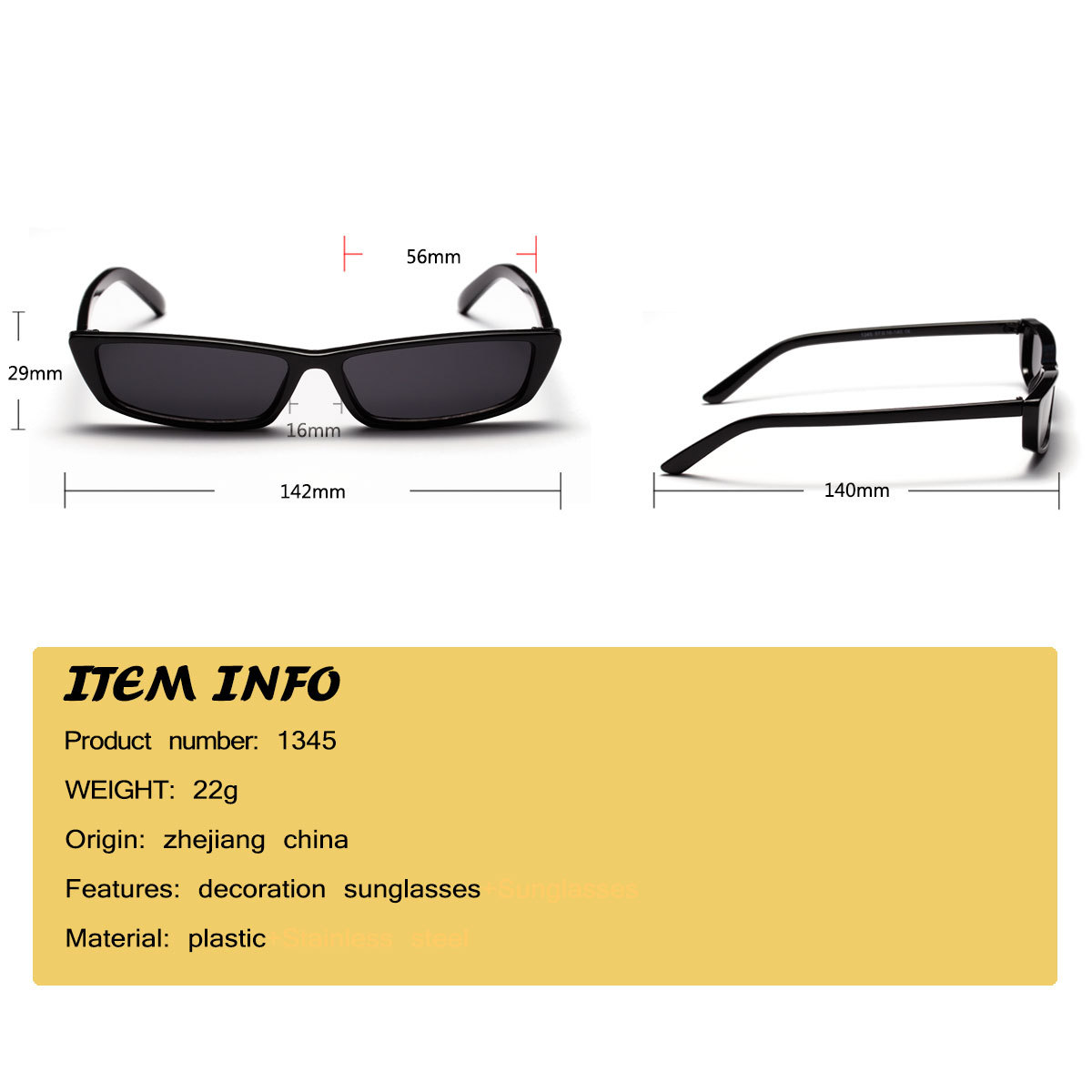 Konkave Form Retro Kleine Quadratische Sonnenbrille display picture 10