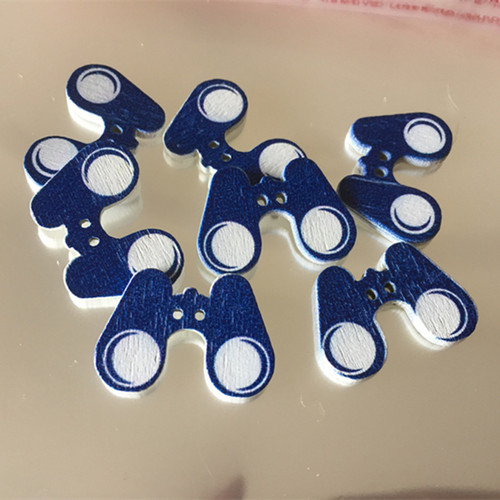 Precision Painted Nautical Series Wood Button Set with Sailboat, Lighthouse, Telescope, Lifebuoy, and Ship's Rudder Patterns