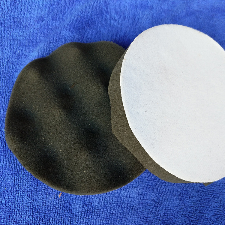 处理汽车抛光垫黑色5寸波浪海绵轮 自粘式对装125MM背绒抛光盘|ms