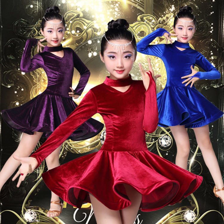 新款儿童拉丁舞裙秋冬女童拉丁舞练功服少儿拉丁舞考级比赛演出服