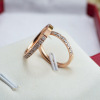 Golden wedding ring for St. Valentine's Day stainless steel, Birthday gift, pink gold, diamond encrusted