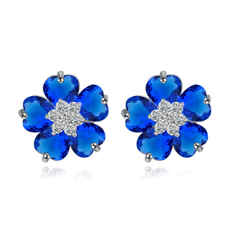 Nouveau Haut De Gamme Incrusté Zircon Boucles D'oreilles Konggu Bleu Coréen Style De Mode Simple Vintage Ornement 20815602 display picture 5