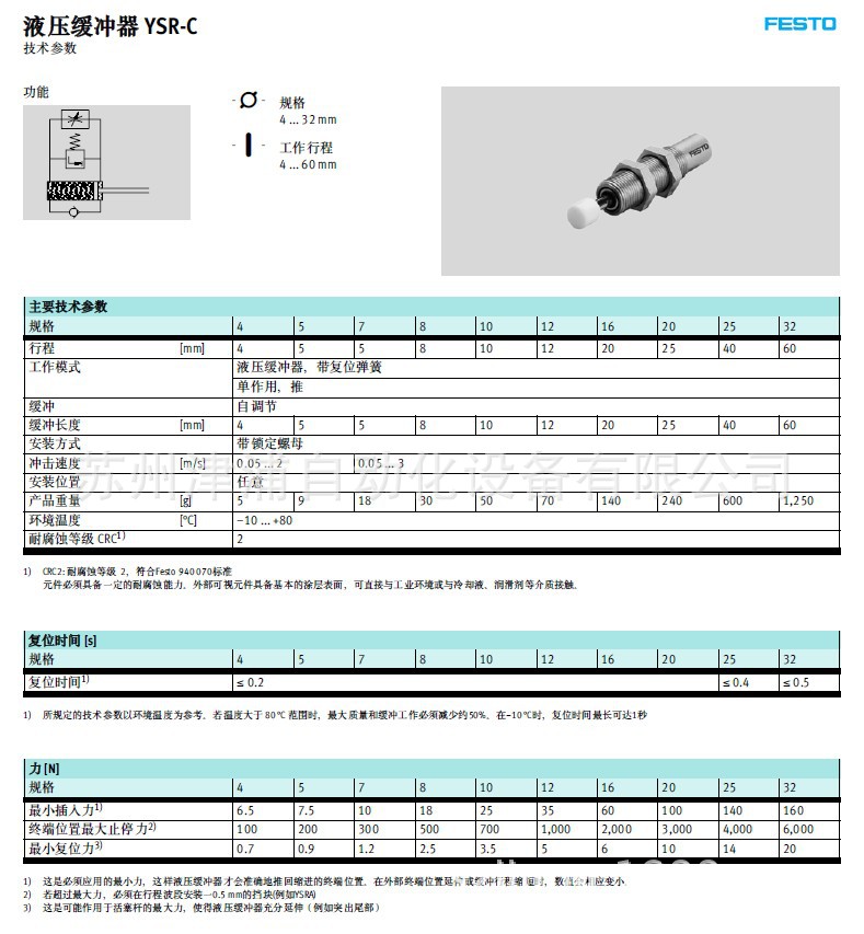 FESTO YSR-10-10-C Stoßdämpfer – Anfahrdämpfer NEU, Made In Germany