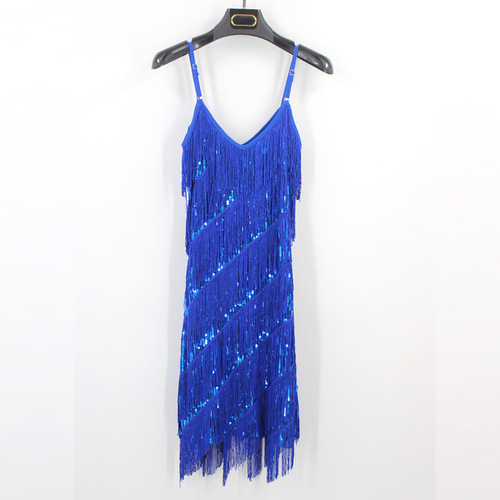 Adult Latin Dance Skirt Performance Costume, Sparkling Stage Performance Dress, Sexy Strappy Fringe Dress