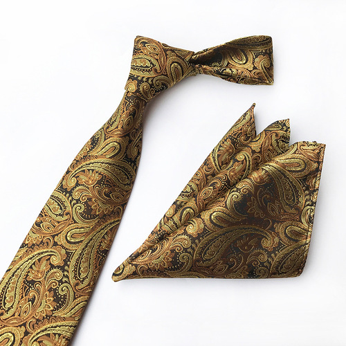 Factory direct supply  new style paisley elegant and atmospheric men's tie pocket square set