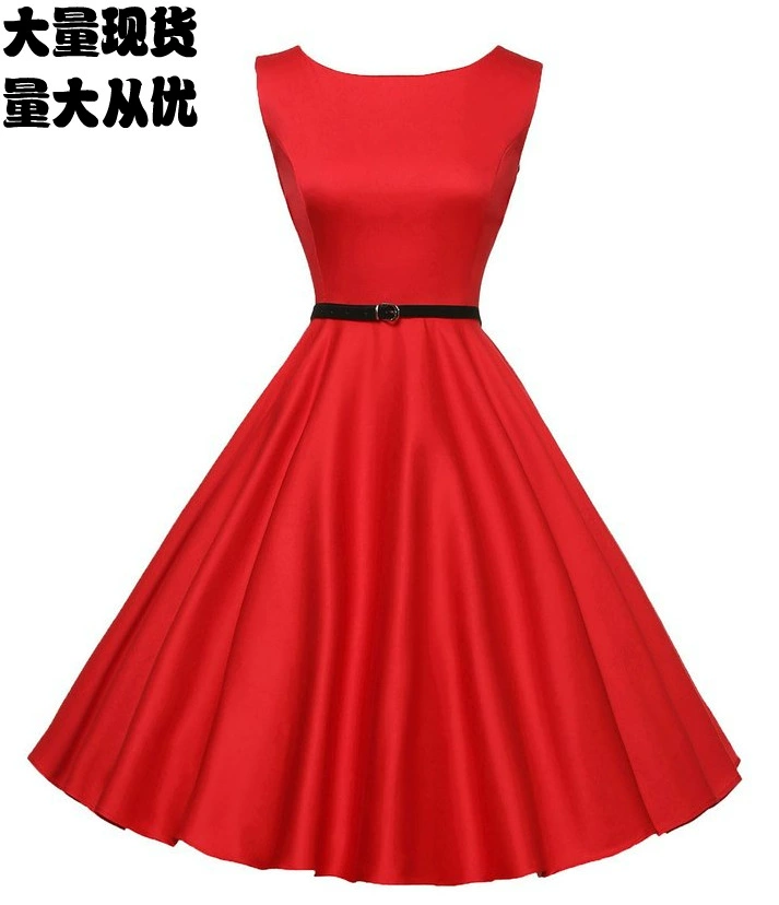 Винтажное платье с поясом большого размера без рукавов с круглым вырезом большого размера без рукавов с поясом