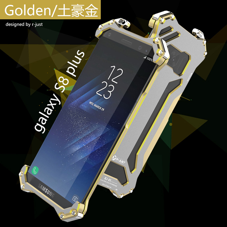R-Just Gundam Aerospace Aluminum Contrast Color Shockproof Metal Shell Outdoor Protection Case for Samsung Galaxy S8 Plus & S8