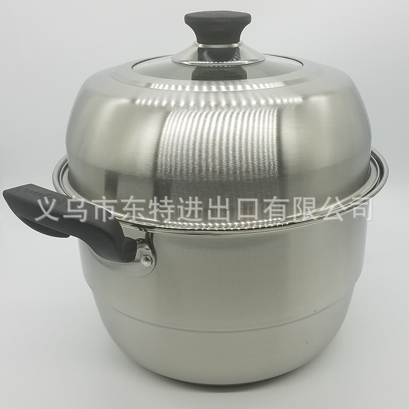 Factory direct sales of stainless steel double-grate steamer, elegant combination lid double-bottom steamer, multi-purpose steamer, high-end gift pot detail image 4