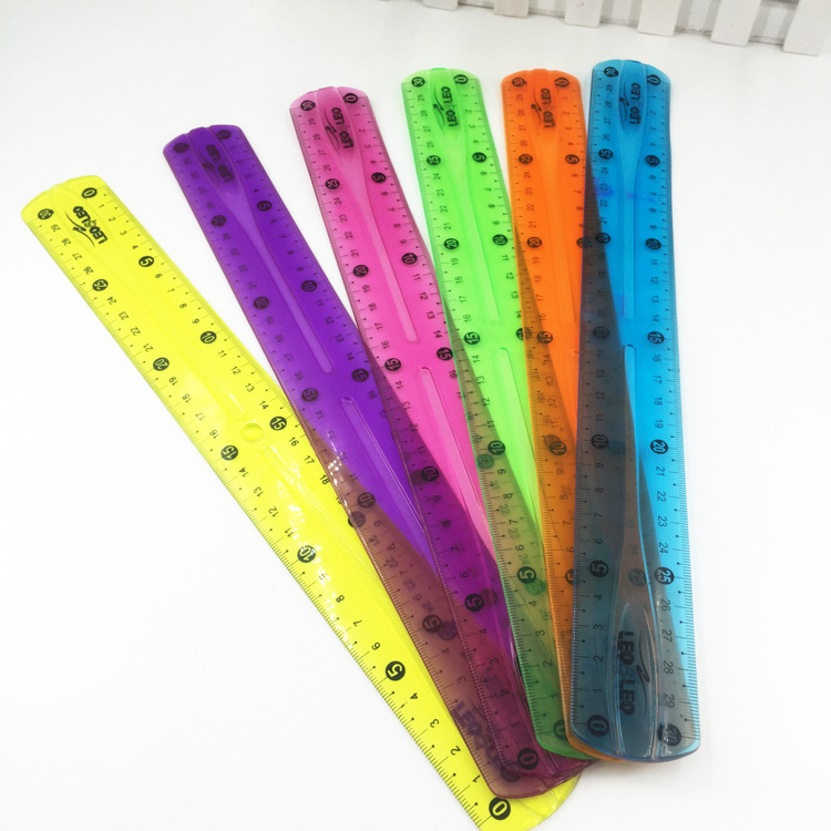 30厘米彩色透明软尺 学生办公文具多功能直尺 环保材料