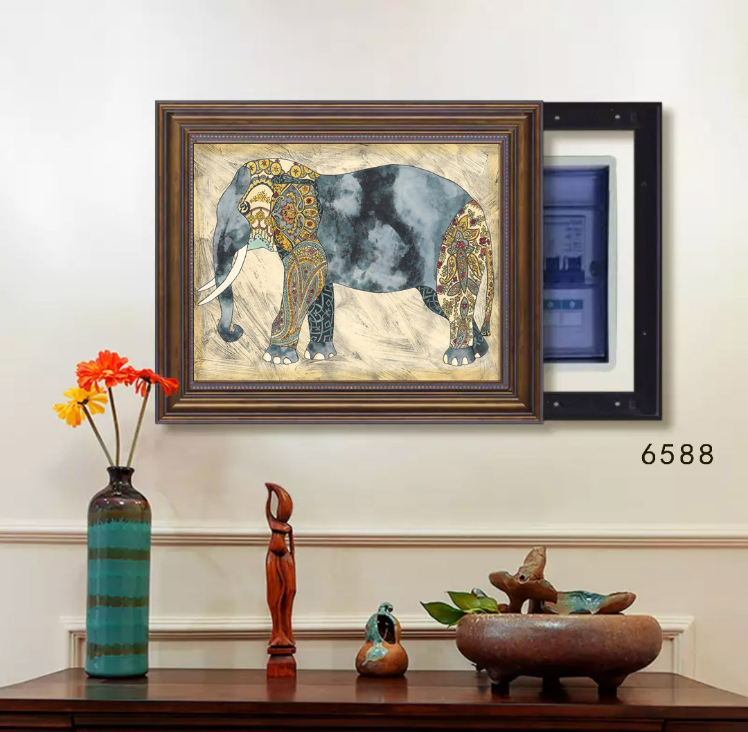 美式遮挡可推拉手绘油画电表箱客厅装饰画配电箱挂画走廊玄关壁画